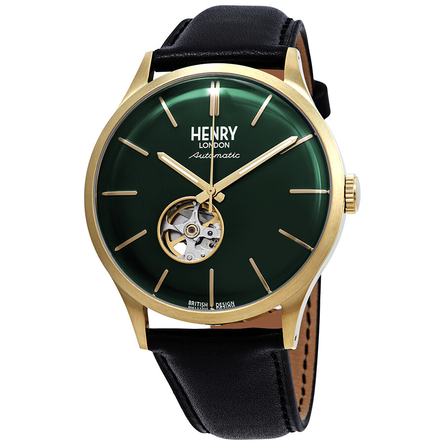 Henry London Heritage Green Dial Automatic Men's Leather Watch HL42AS