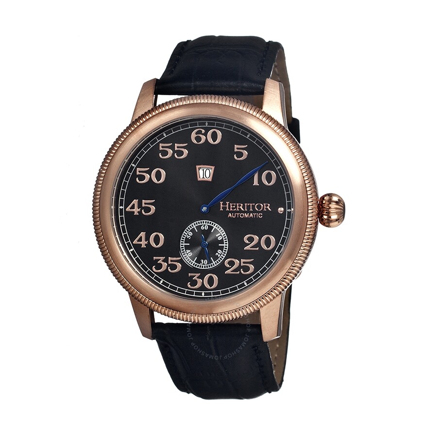 【jomashop】 heritor bohr automatic black dial black leather men