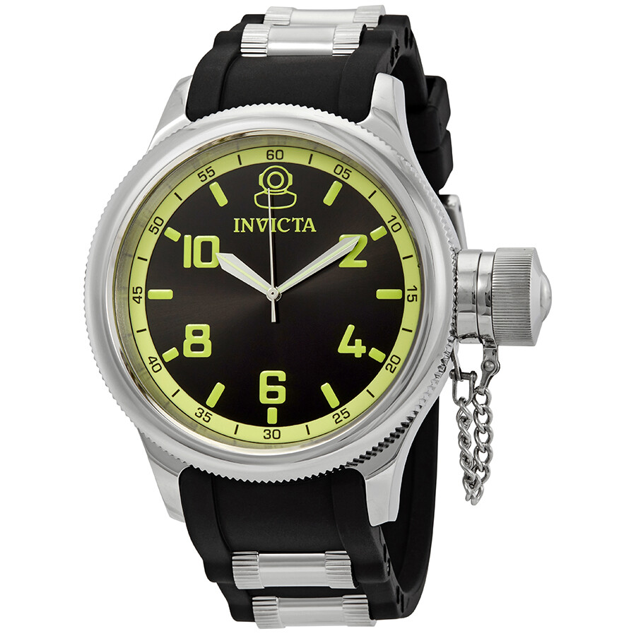 Invicta Russian Diver Black Dial Black Polyurethane Men's Watch 1433