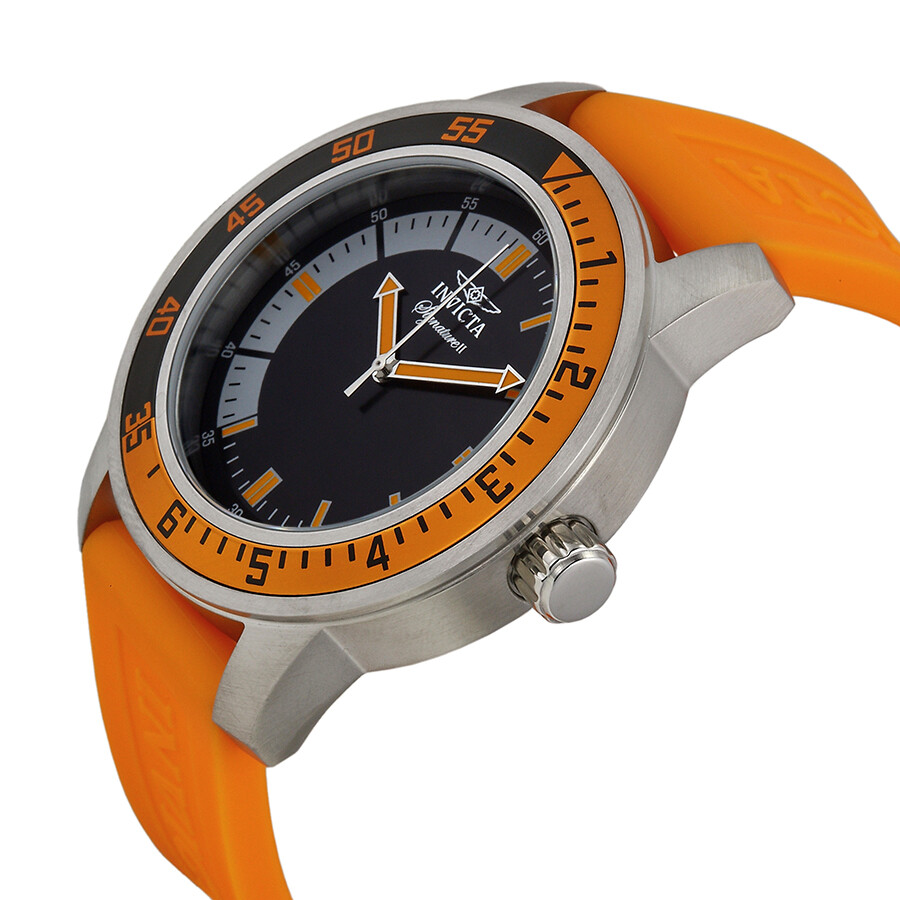 Invicta Signature II Black Dial Orange Rubber Strap Men's Watch 7462