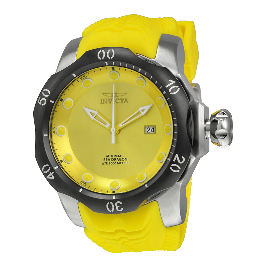 Invicta Venom Automatic Yellow Dial Yellow Silicone Strap Men's Watch 19301 Venom Invicta
