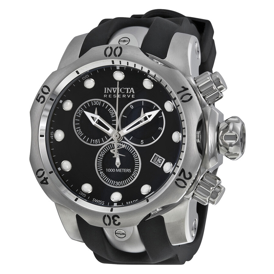 Invicta Venom Chronograph Black Dial Black Rubber Strap Men's Watch