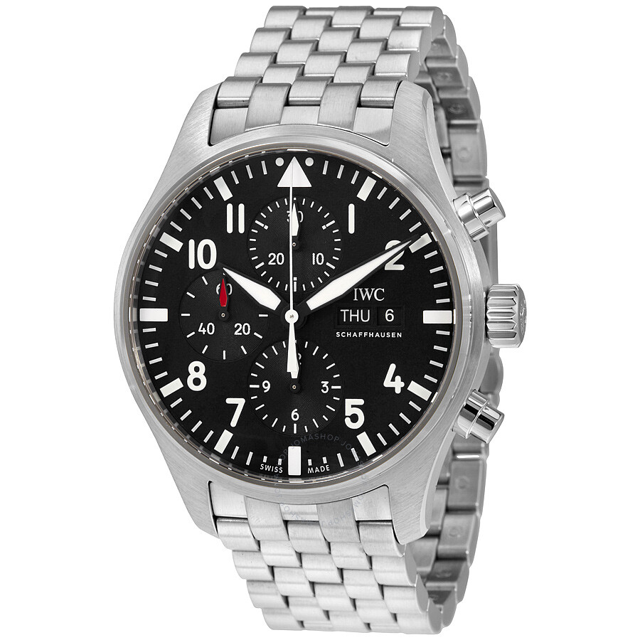 IWC Pilot Automatic Chronograph Black Dial Men's Watch IW377710 - Pilot ...