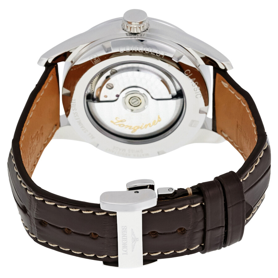 Longines Conquest Classic White Dial Brown Alligator Leather Men's
