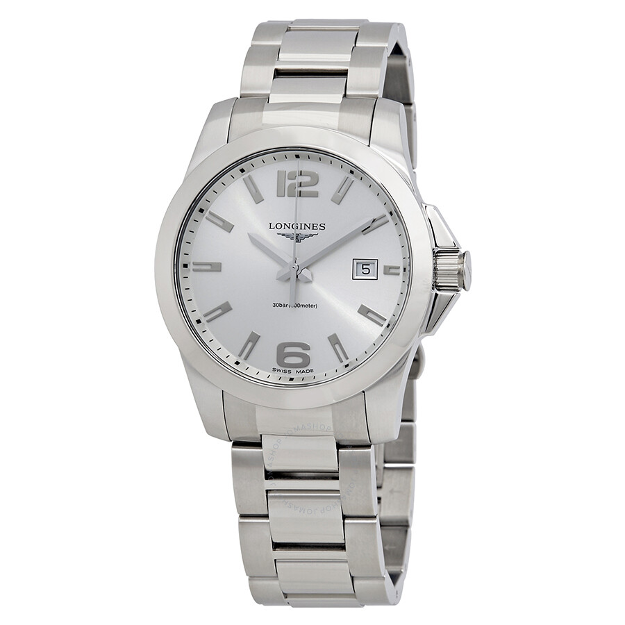 Longines Conquest Silver Dial Stainless Steel Men's Watch L37594766 ...
