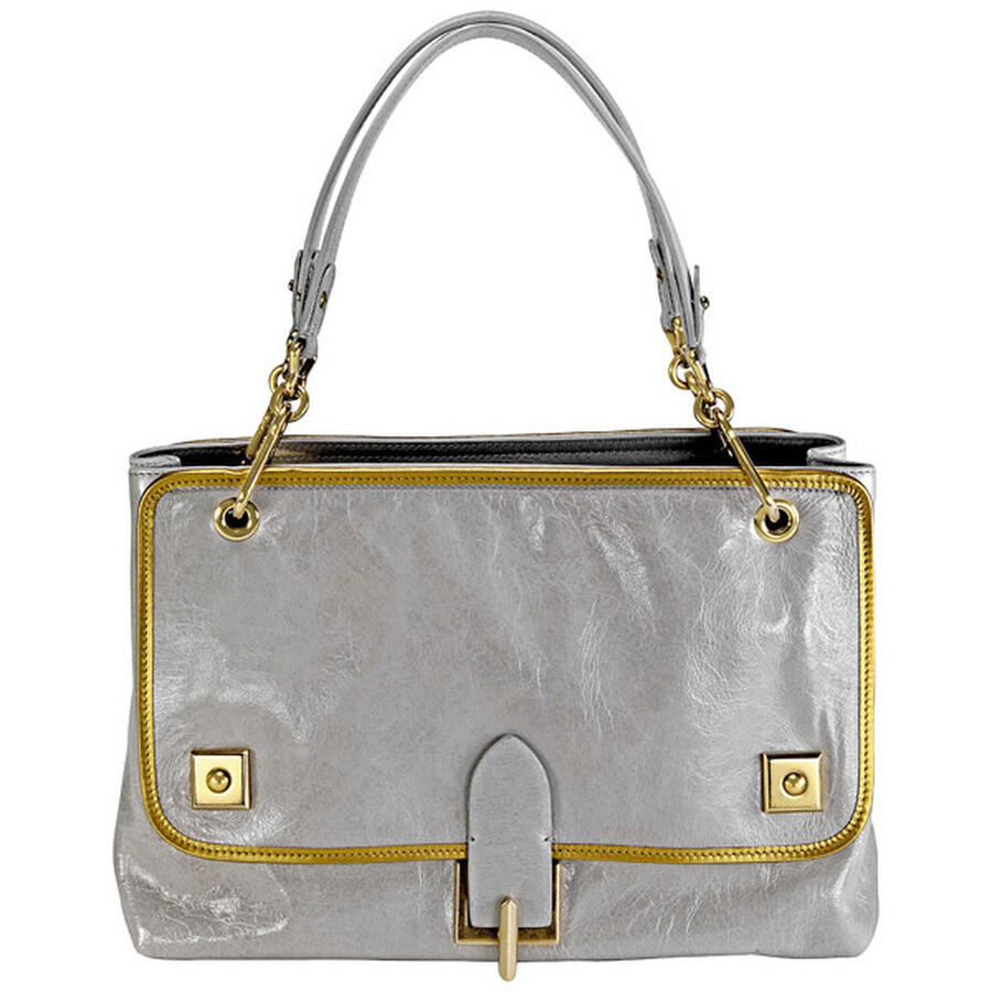 Marc Jacobs Working Girl Grey and Gold Leather Handbag C383163 - Marc ...