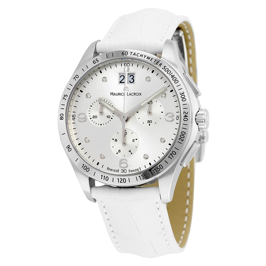 Maurice Lacroix Miros Silver Diamond Dial Chronograph Ladies Watch