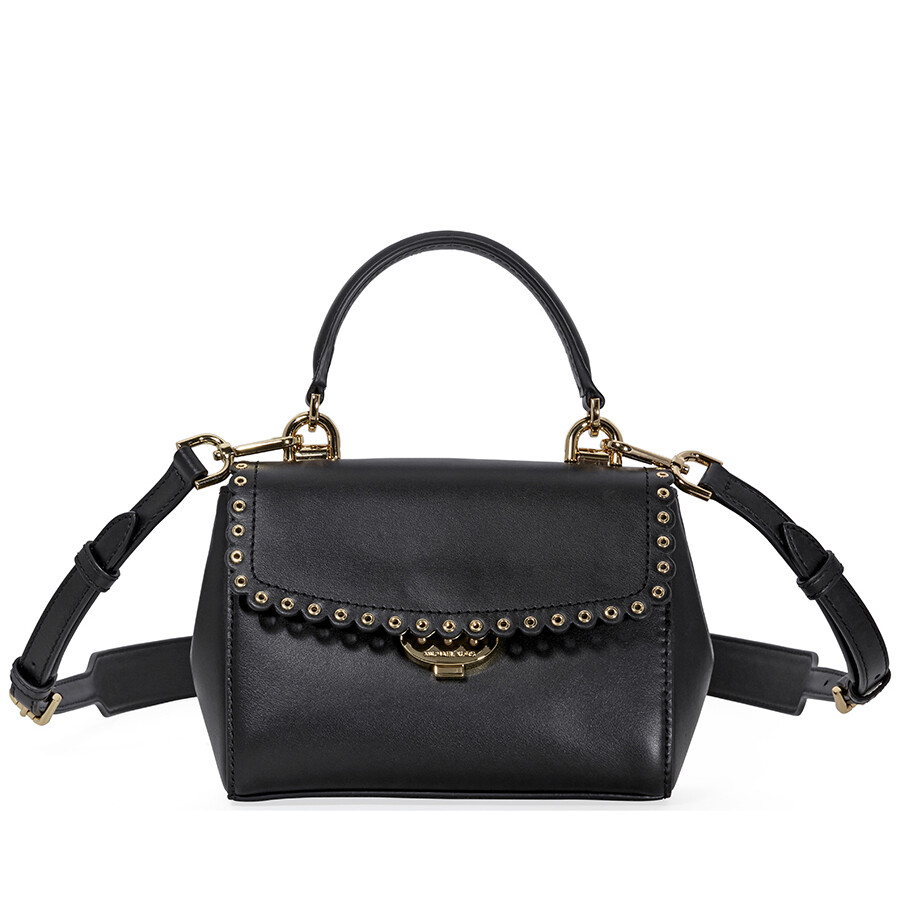 Michael Kors Ava ExtraSmall Scalloped Leather Crossbody Black Ava