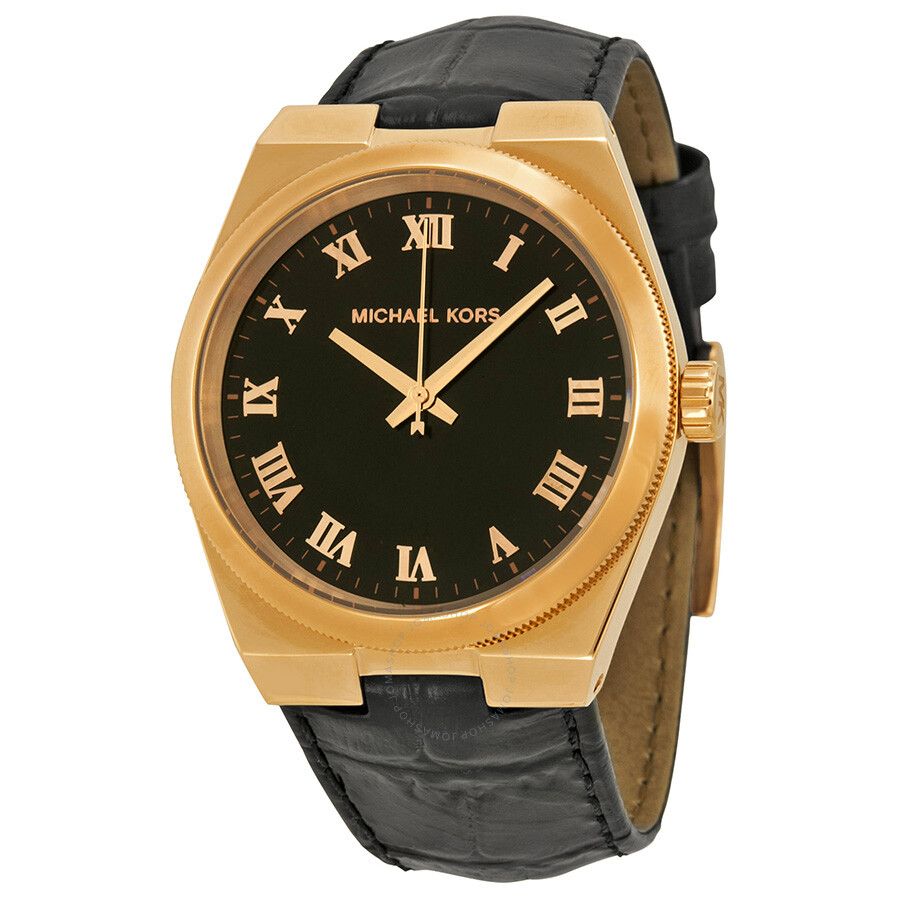 Michael Kors Channing Black Dial Rose Gold-tone Unisex Watch MK2358