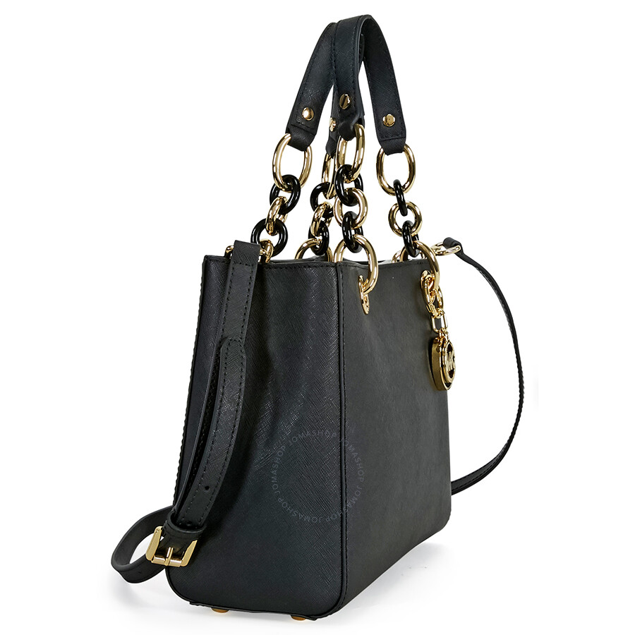 Michael Kors Cynthia Small Leather Satchel - Black - Cynthia - Michael Kors Handbags - Handbags ...