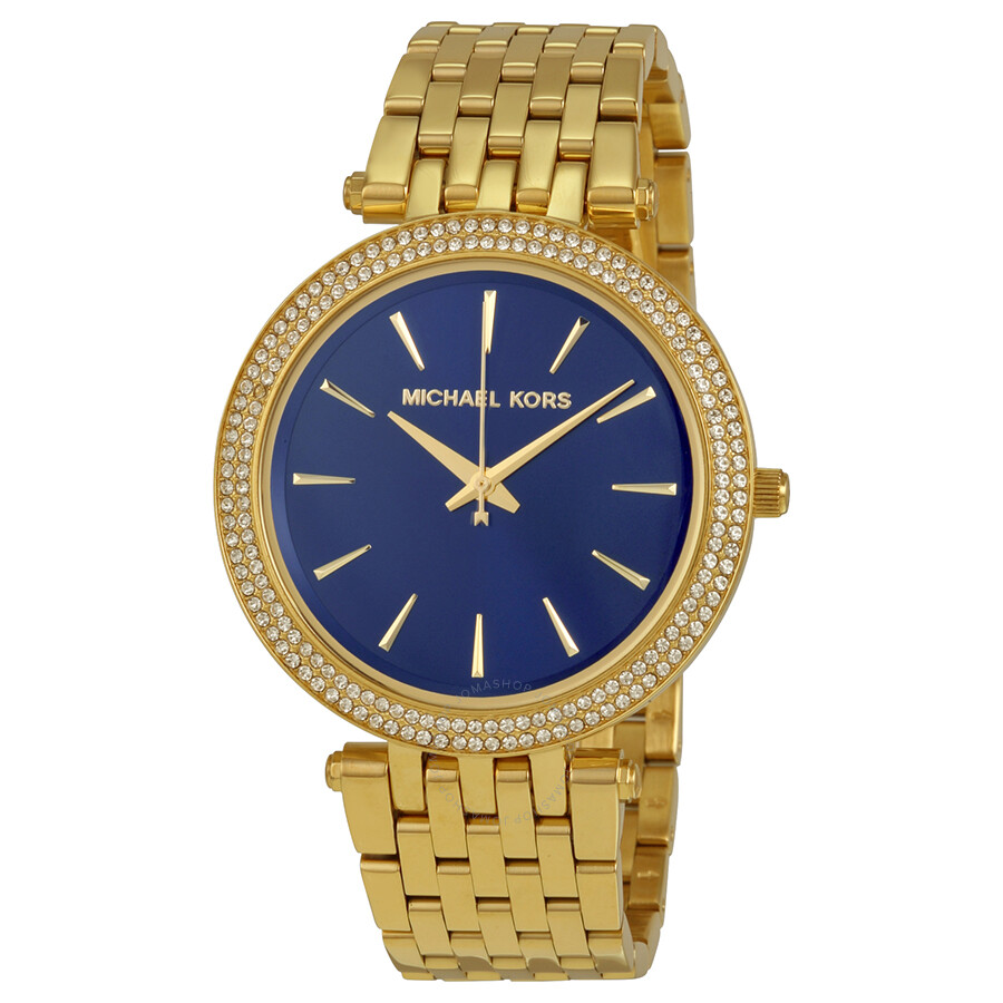 jomashop michael kors darci blue dial gold-tone ladies watch mk