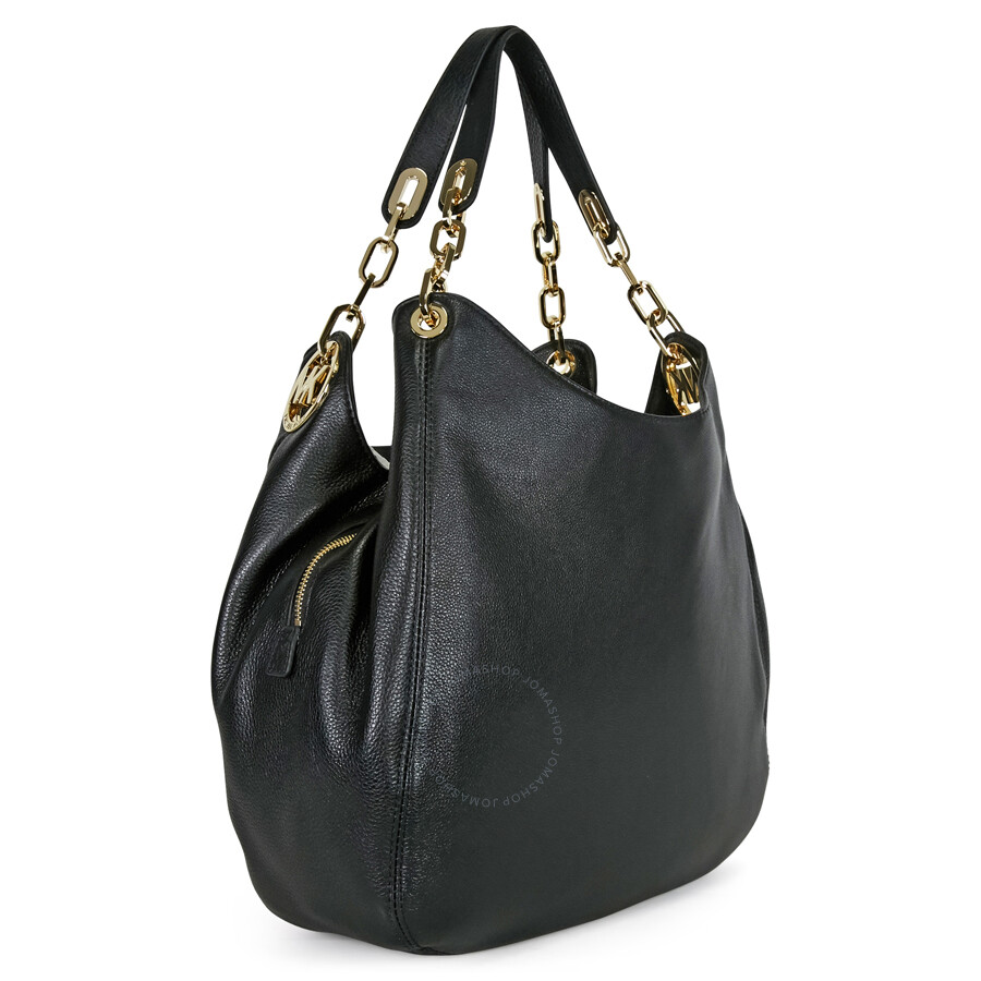 Michael Kors Fulton Black Leather Large Shoulder Tote Fulton