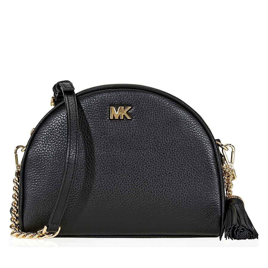 Michael Kors Ginny Pebbled Leather HalfMoon Crossbody Bag Black