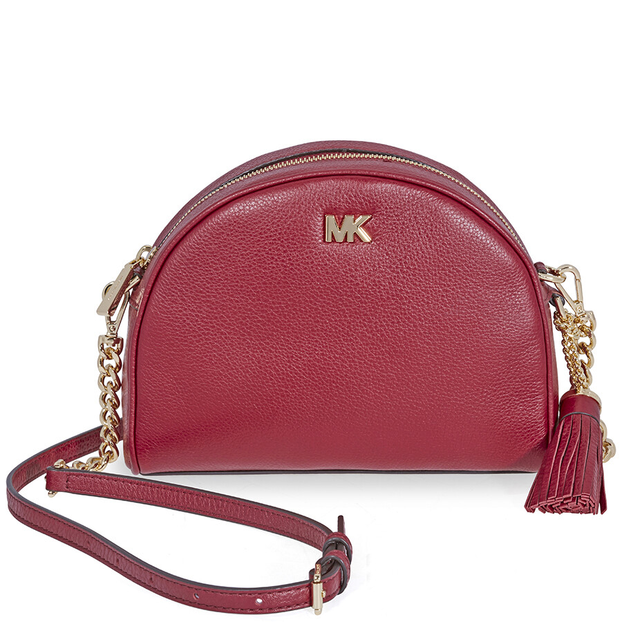 Michael Kors Ginny Pebbled Leather HalfMoon Crossbody Bag Maroon Ginny Michael Kors
