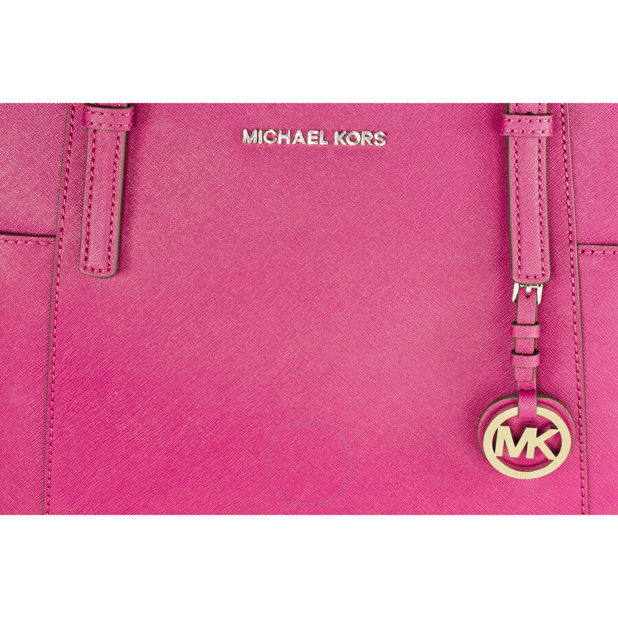 Michael Kors Jet Set East West Top Zip Leather Tote Deep Pink