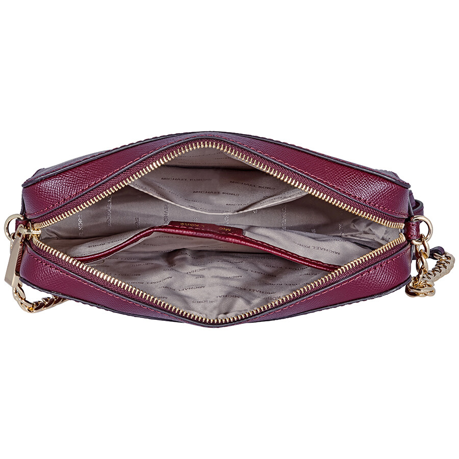 Michael Kors Jet Set Large Saffiano Leather Crossbody Bag Oxblood