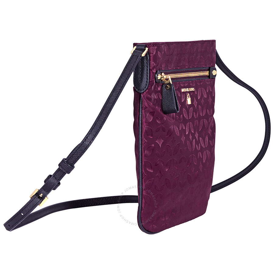 Michael Kors Kelsey Large Floral Nylon Crossbody Bag Plum Michael
