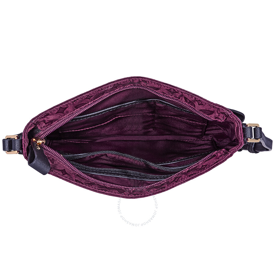 Michael Kors Kelsey Large Floral Nylon Crossbody Bag Plum Michael