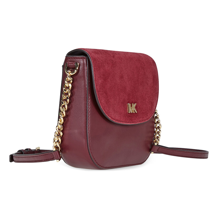 Michael Kors Leather and Suede Saddle Bag Oxblood/Maroon Michael