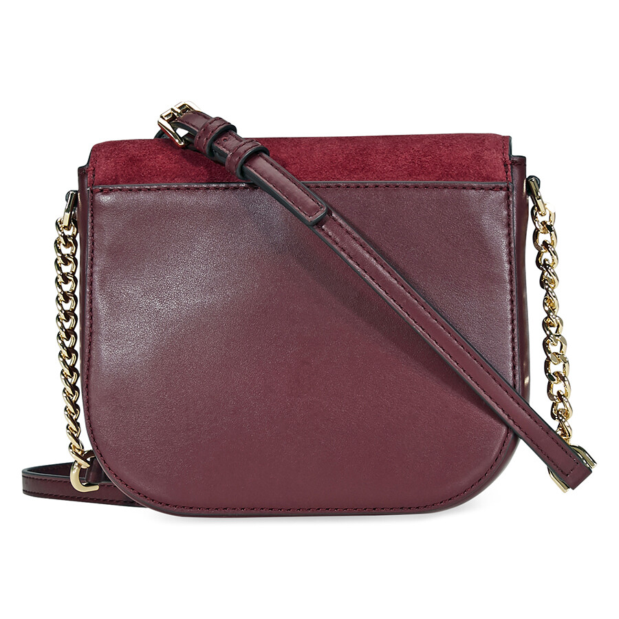Michael Kors Leather and Suede Saddle Bag Oxblood/Maroon Michael