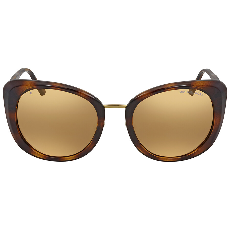 Michael Kors Lisbon Gold Mirror Polarized Cat Eye Sunglasses MK2062 ...