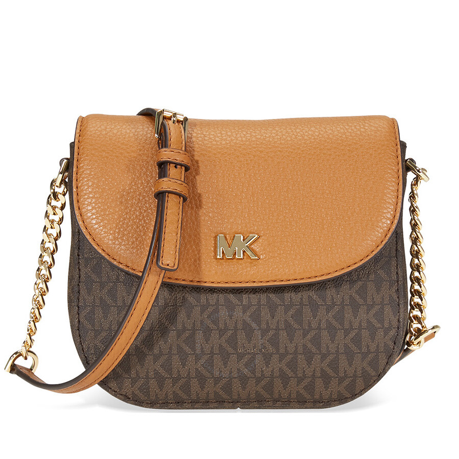 NWT Michael Kors Leather Large Gusset Crossbody Purse Gold MSRP$198.00