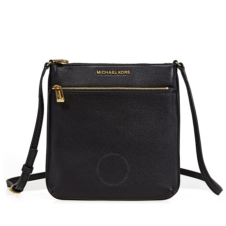 Michael Kors Riley Small Flat Leather Crossbody Black Riley Michael Kors Handbags