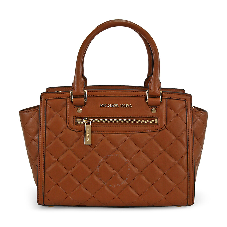 Michael Kors Selma Medium Quilted Leather Satchel Walnut Selma