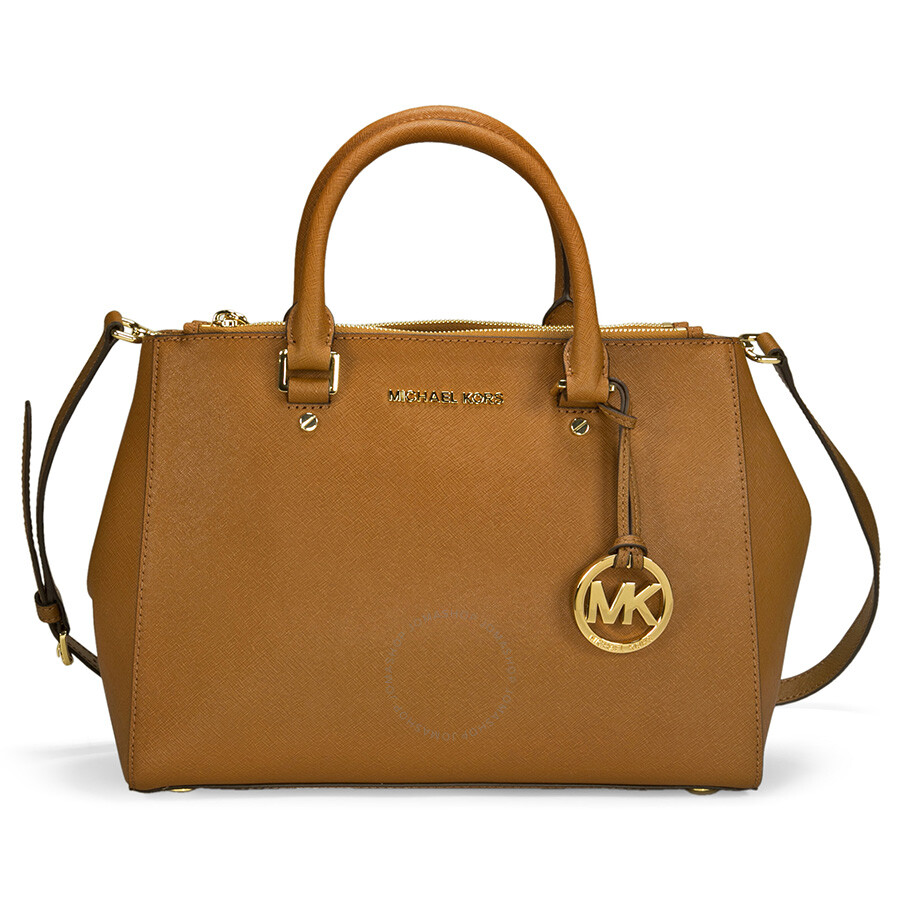 Michael Kors Sutton Leather Medium Satchel Handbag - Brown - Sutton ...