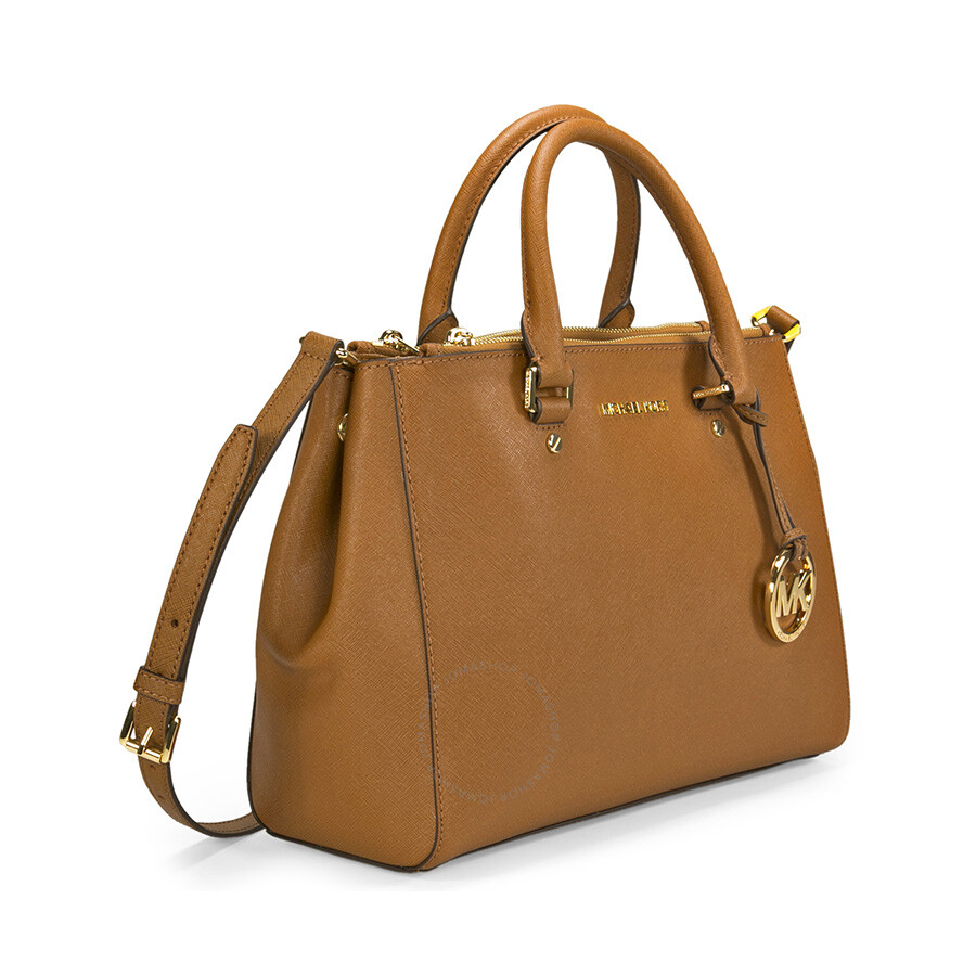 Michael Kors Sutton Leather Medium Satchel Handbag - Brown - Sutton - Michael Kors Handbags ...