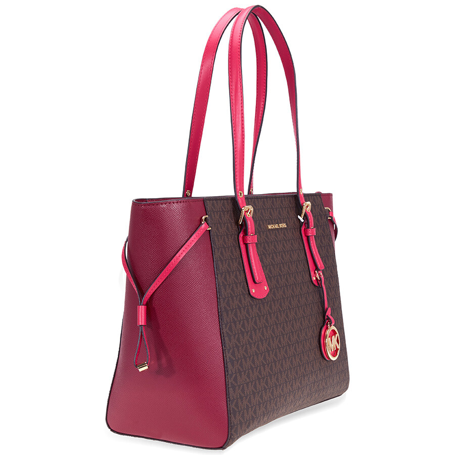 Michael Kors Voyager Medium Tote- Brown/ Mulberry/ Ultra Pink - Michael Kors Handbags - Handbags ...