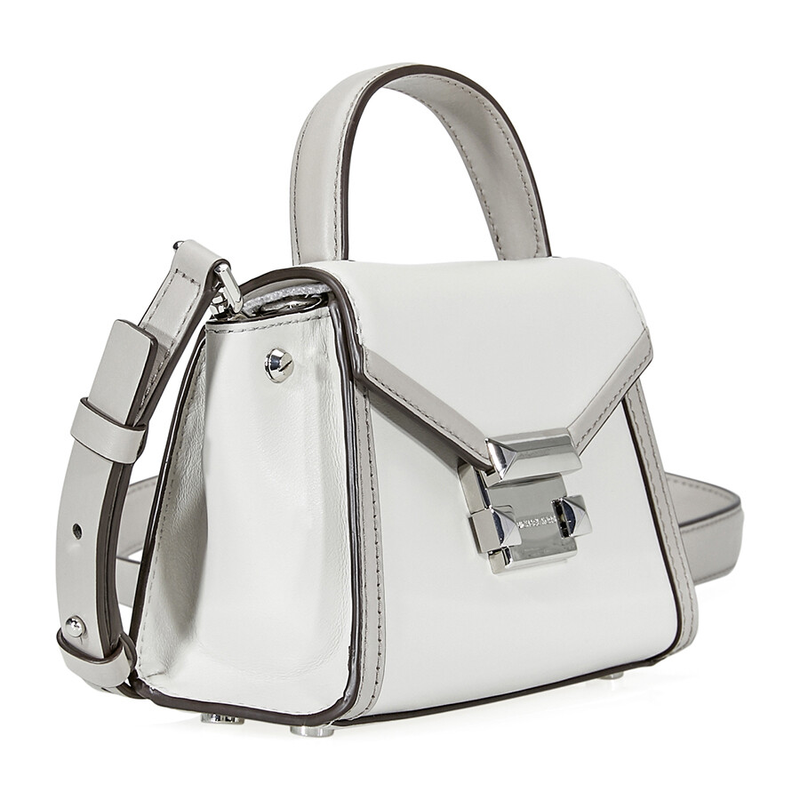 Michael Kors Whitney Leather Crossbody Bag Aluminum/Pearl Grey