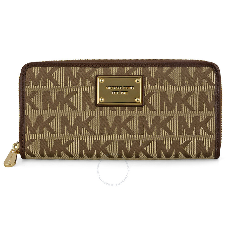 Michael Kors ZA Continental Mocha Logoed Fabric Continental Wallet ...