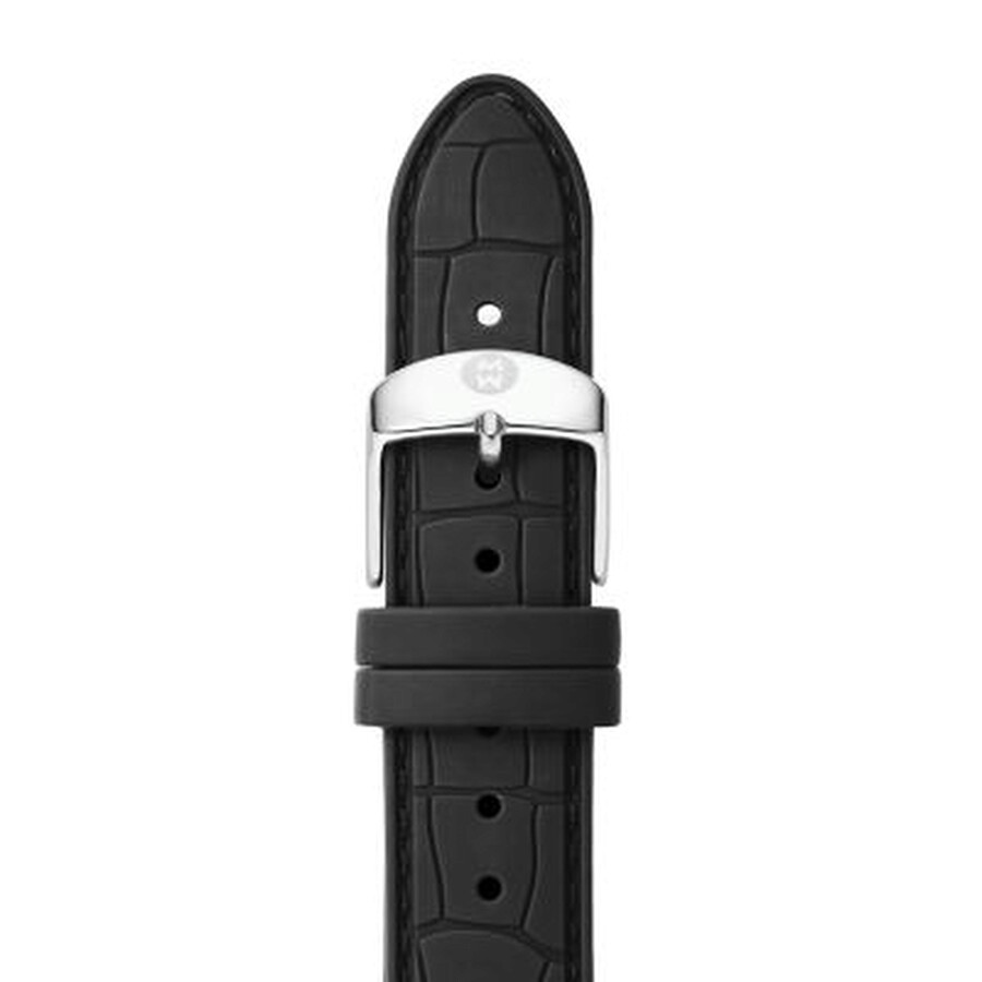 Michele Deco Mid Ladies 16 mm Black Embossed Silicone Watch Strap MS16AI710001 Watch Bands