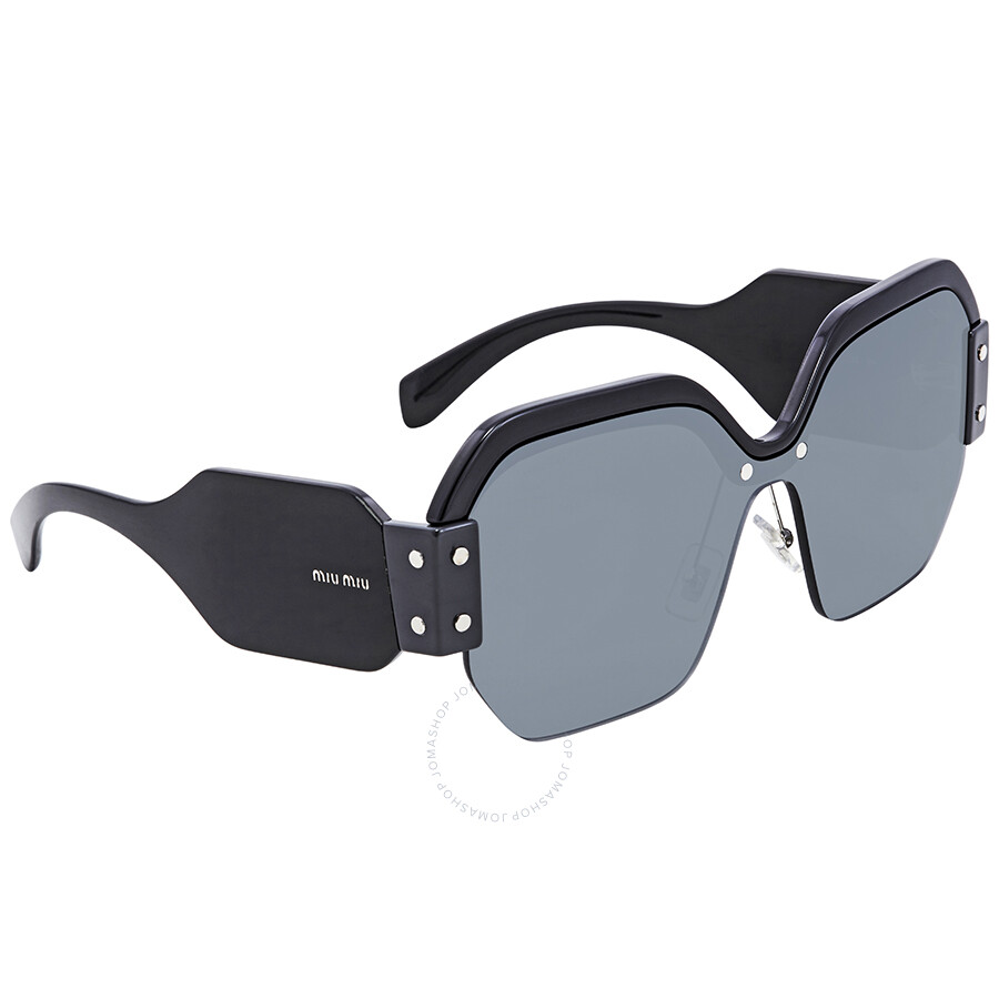 Miu Miu Grey Mirror Silver Square Sunglasses MU 09SS 1AB4S1 32 - Miu