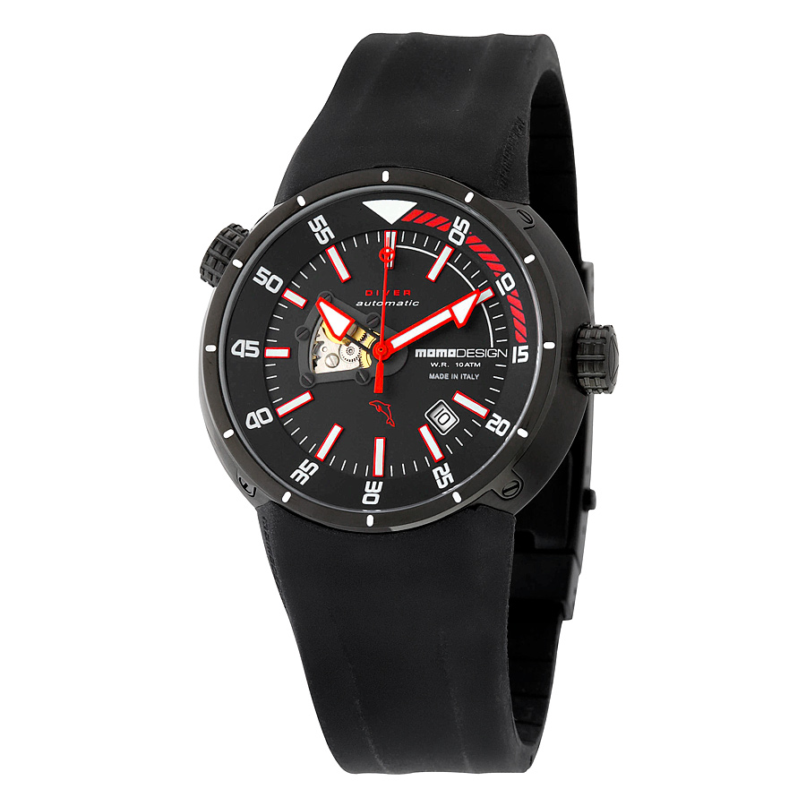 Momo Design Black Dial Black Rubber Men s Watch 1007BK BKRB MOMO 