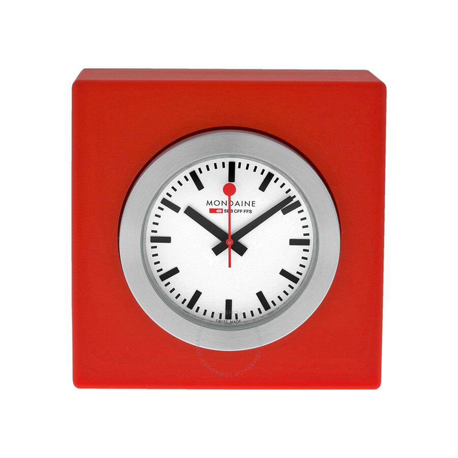 Mondaine Red Desk Cube Clock A660.30318.84SBC Clock Mondaine