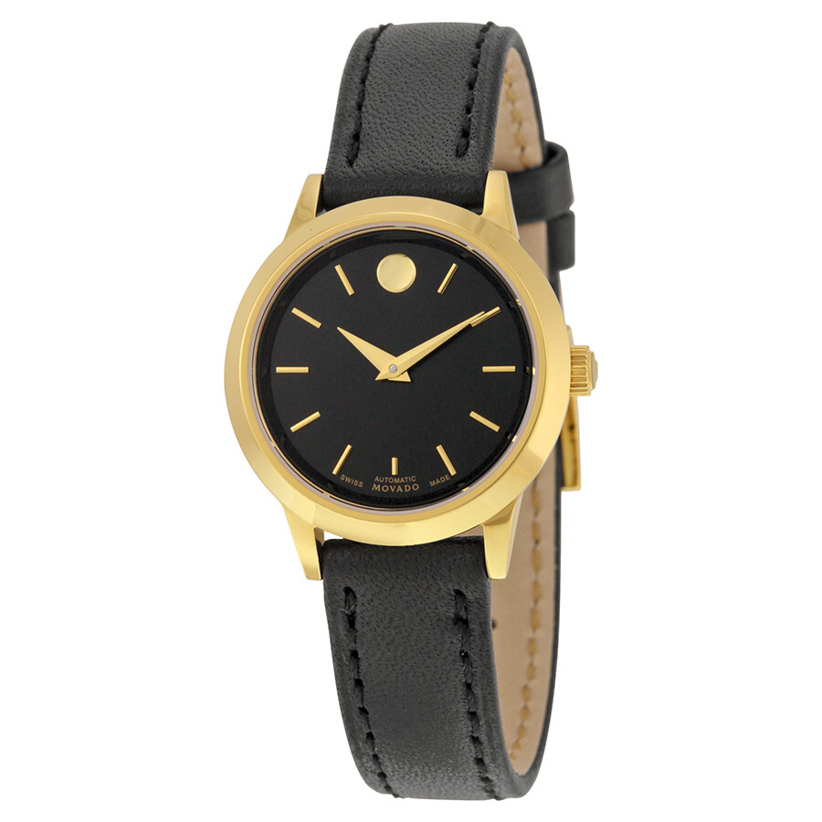 Movado 1881 Automatic Black Dial Gold PVD Ladies Watch 0606925 1881