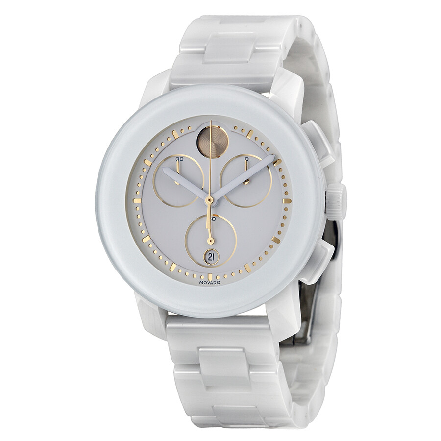Movado Bold Chronograph White Ceramic Ladies Watch 3600187 Bold Movado Watches