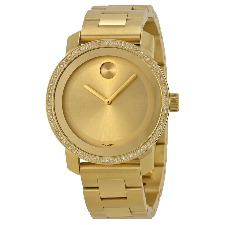 Movado Bold Diamond Gold Dial Gold Ionplated Unisex Watch 3600150