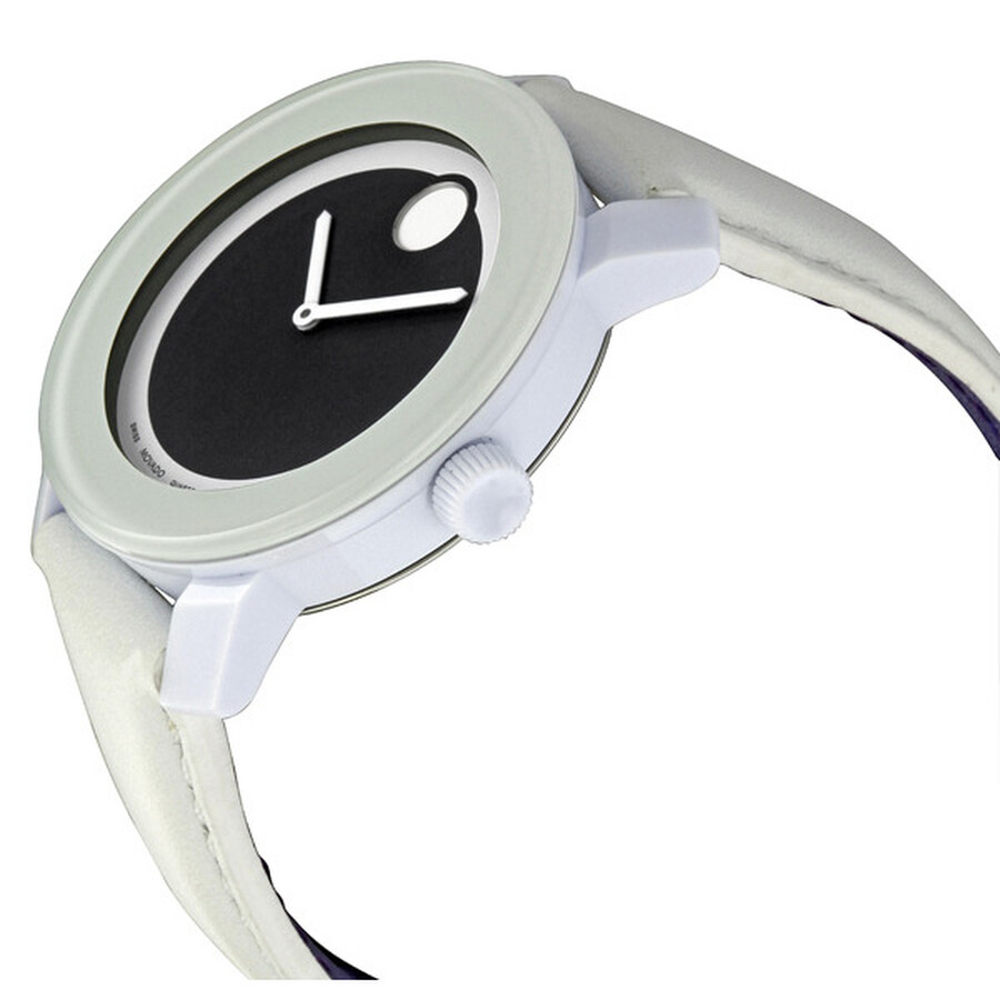 Movado Bold Medium White Leather Ladies Watch 3600054 Bold Movado