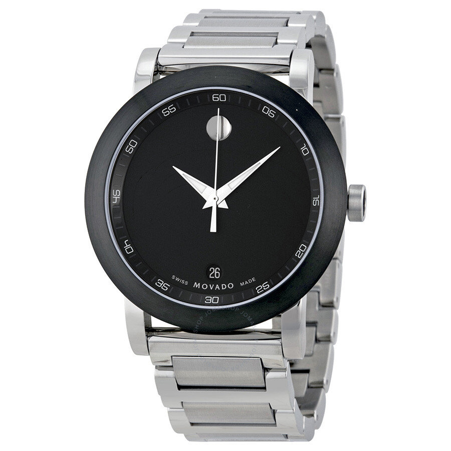 Movado Museum Black Dial Stainless Steel Men's Watch 0606604 - Museum Stainless Steel Movado Watches Mens