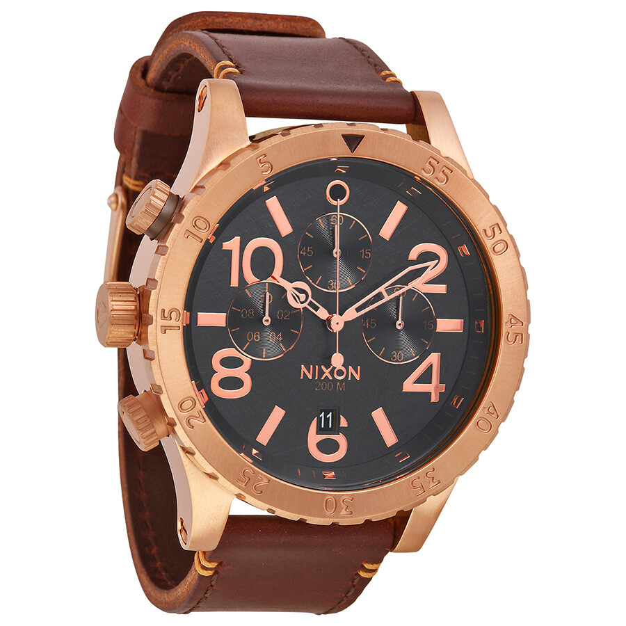 Nixon 4820 Chronograph Grey Dial Brown Leather Men's Watch A3632001