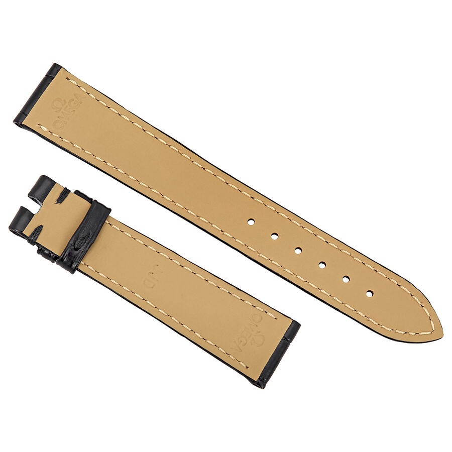 Omega Black Leather Strap Watch Bands Watch Accessories