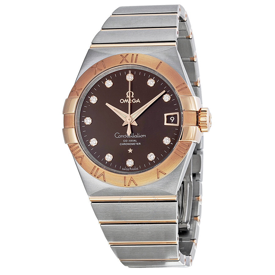 Omega Constellation Co-Axial Brown Diamond Dial Two Tone Unisex Watch