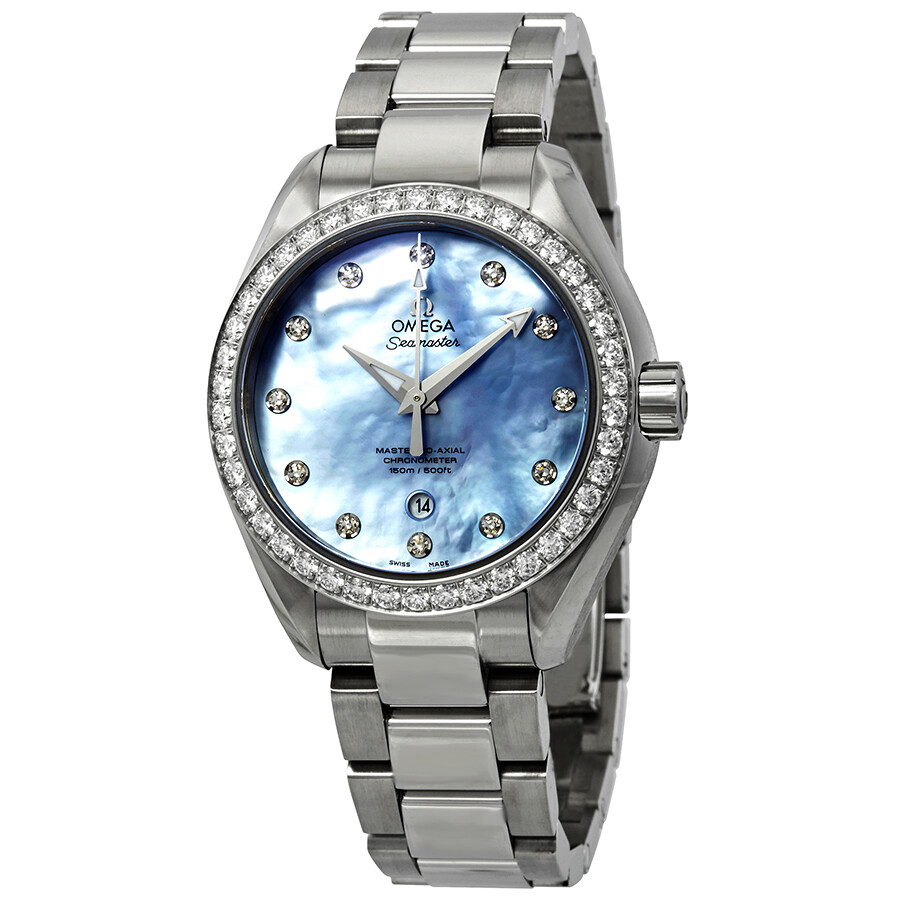 Omega Seamaster Aqua Terra Lavender Mother of Pearl Dial Diamond Automatic Ladies Watch 