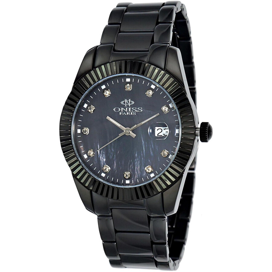 Oniss Ridge Black Mother of Pearl Dial Black IP Stainless Steel Ladies