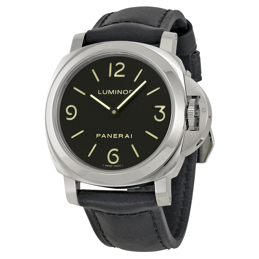 Panerai Luminor Base Black Dial and Leather Strap Men's Watch 00112