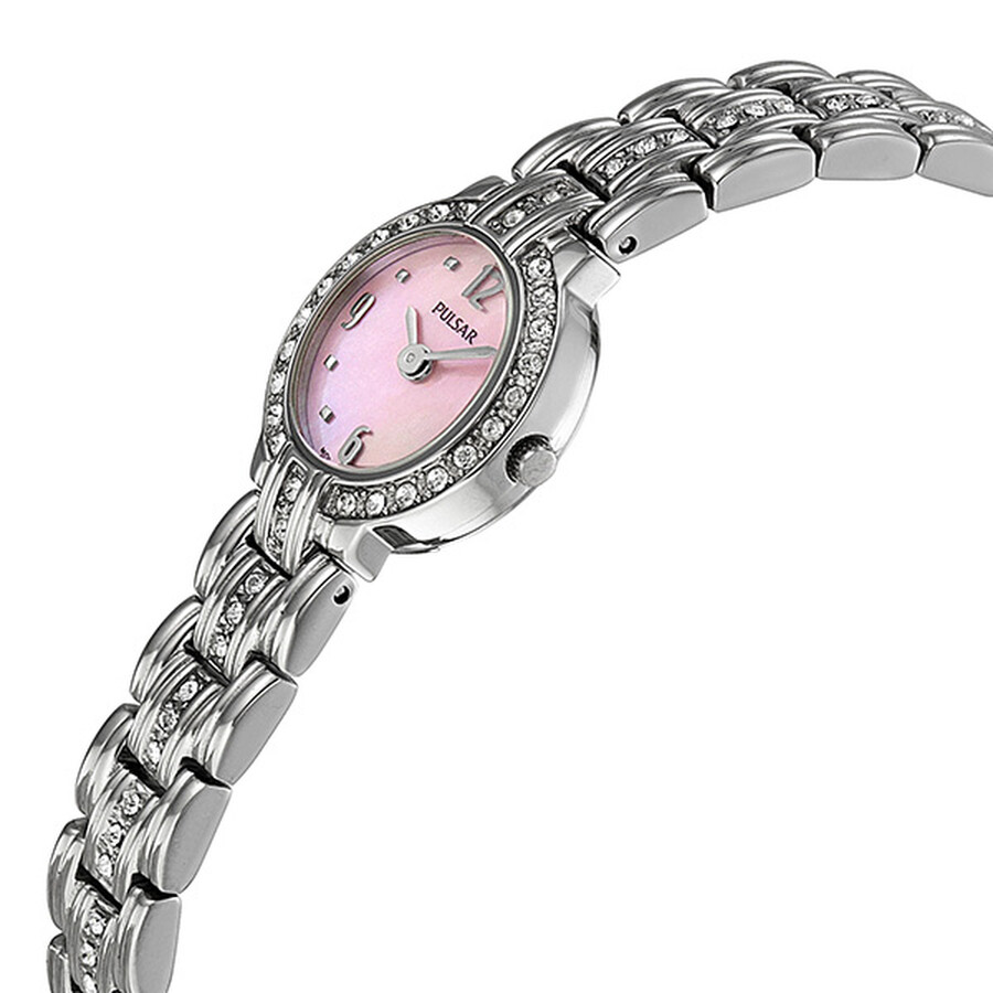 Pulsar Mother of Pearl Dial Stainless Steel Crystals Ladies Watch