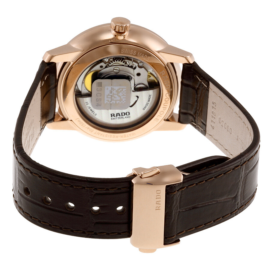 Rado Coupole Classic Automatic Black Dial Black Alligator Leather Men's